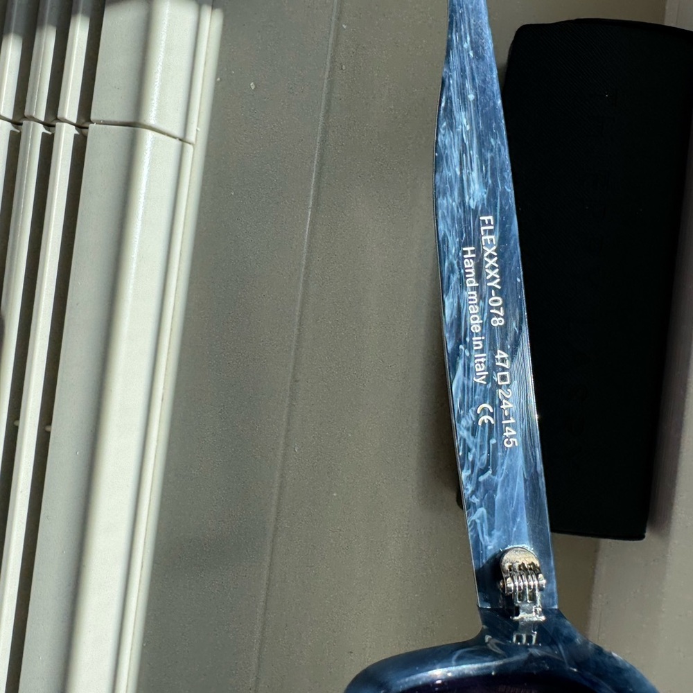 THIERRY LASRY Gray-Blue Marbled Rectangular Sungl… - image 4